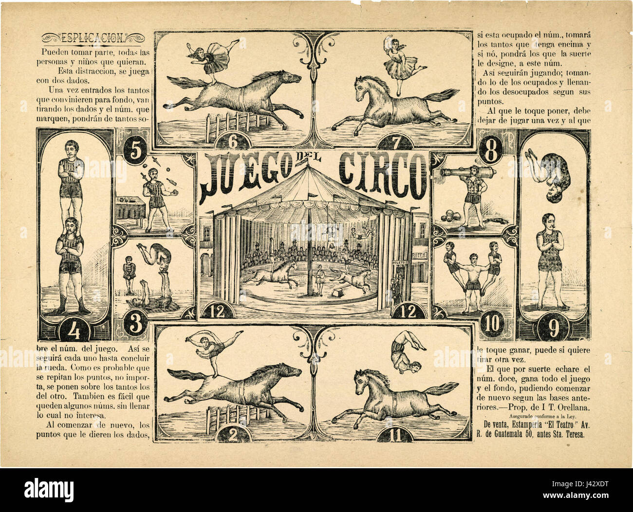 Manuel Manillas „Juego del Circo“ um 1890 fängt eine Szene traditioneller Zirkusaufführungen ein, die die populäre Unterhaltungskultur der damaligen Zeit Lateinamerikas widerspiegelt. Stockfoto