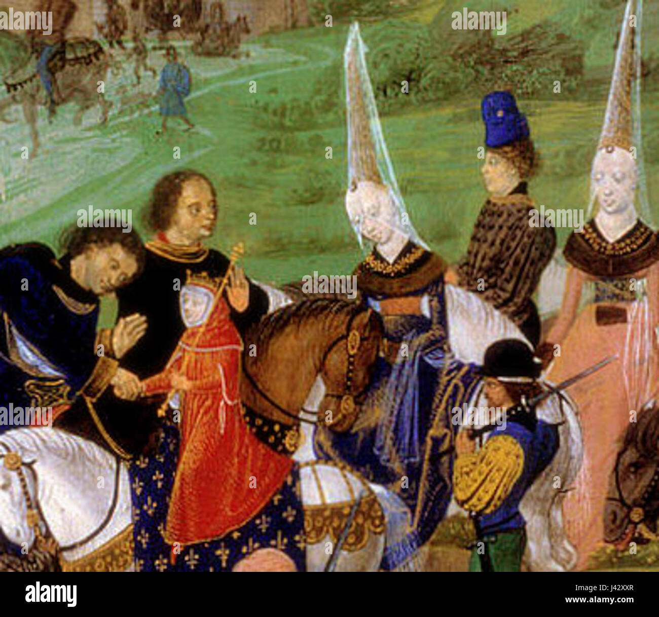 Ludwig II. Von Neapel, König von Neapel, und Marie von Blois waren prominente Persönlichkeiten der mittelalterlichen europäischen Geschichte. Ihre union hatte erhebliche politische Auswirkungen auf das Königreich Neapel und die Region. Stockfoto