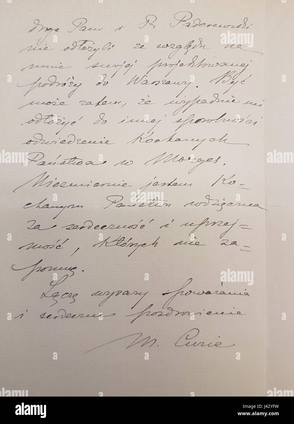 Maria Sklodowska Curie-Letter-Seite 2 Stockfoto