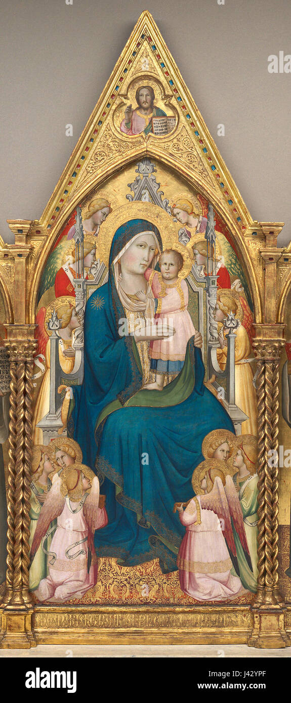 Madonna und Kind inthronisiert mit zwölf Engel, und der Segen Christi (Mitte Platte) B35302 Stockfoto