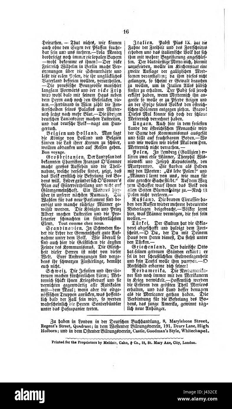 Kommunistische Zeitschrift (1847) 16 Stockfoto