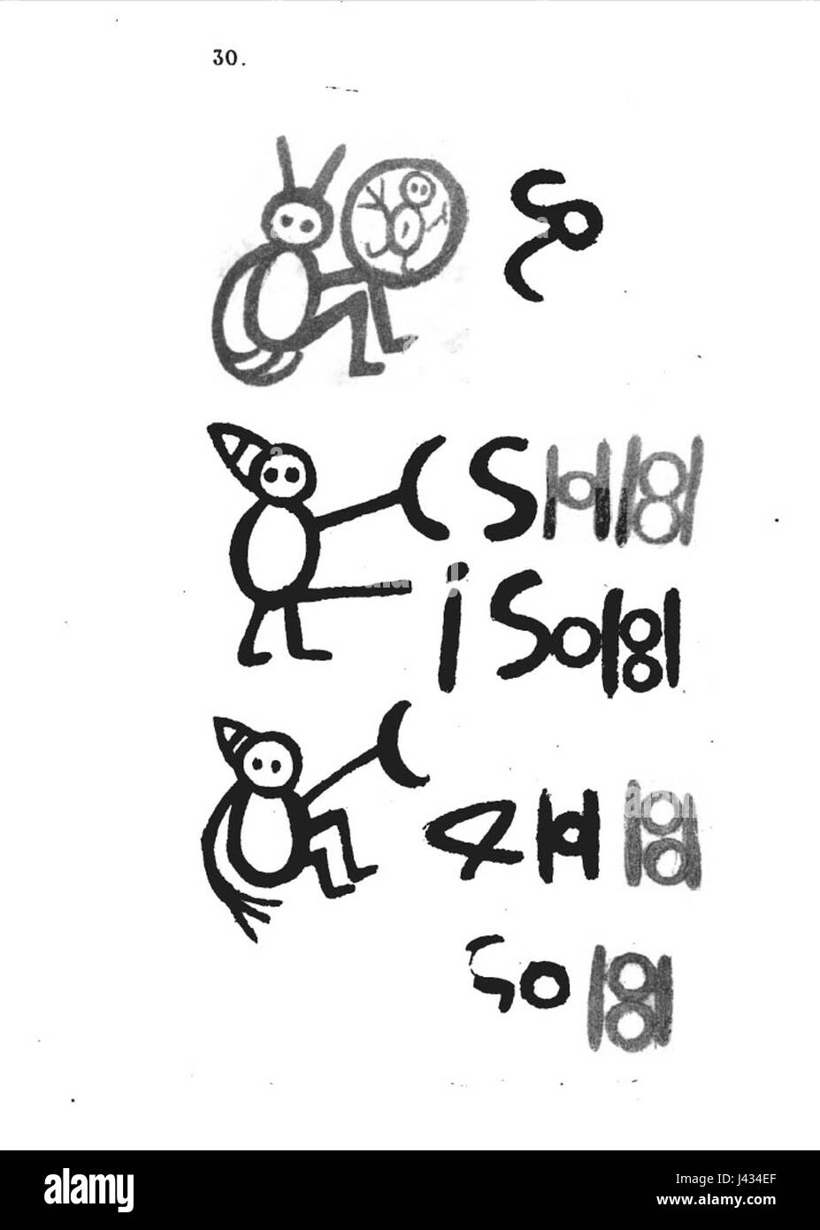 Das „Livre des Sauvages“ (Buch der Wilden) ist ein historisches Manuskript oder Werk, in dem indigene Völker, möglicherweise aus Amerika, diskutiert werden. Seite 30 enthält spezifische Referenzen oder Abbildungen zu diesen Kulturen. Stockfoto