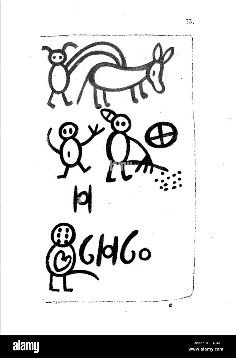 Das „Livre des Sauvages“ ist ein historischer Text, der indigene Kulturen und Traditionen zeigt. Dieser Band von Seite 7 konzentriert sich auf das Leben und die Bräuche der Ureinwohner und bietet Einblicke in ihre Lebensweise, Bräuche und Geschichte. Stockfoto