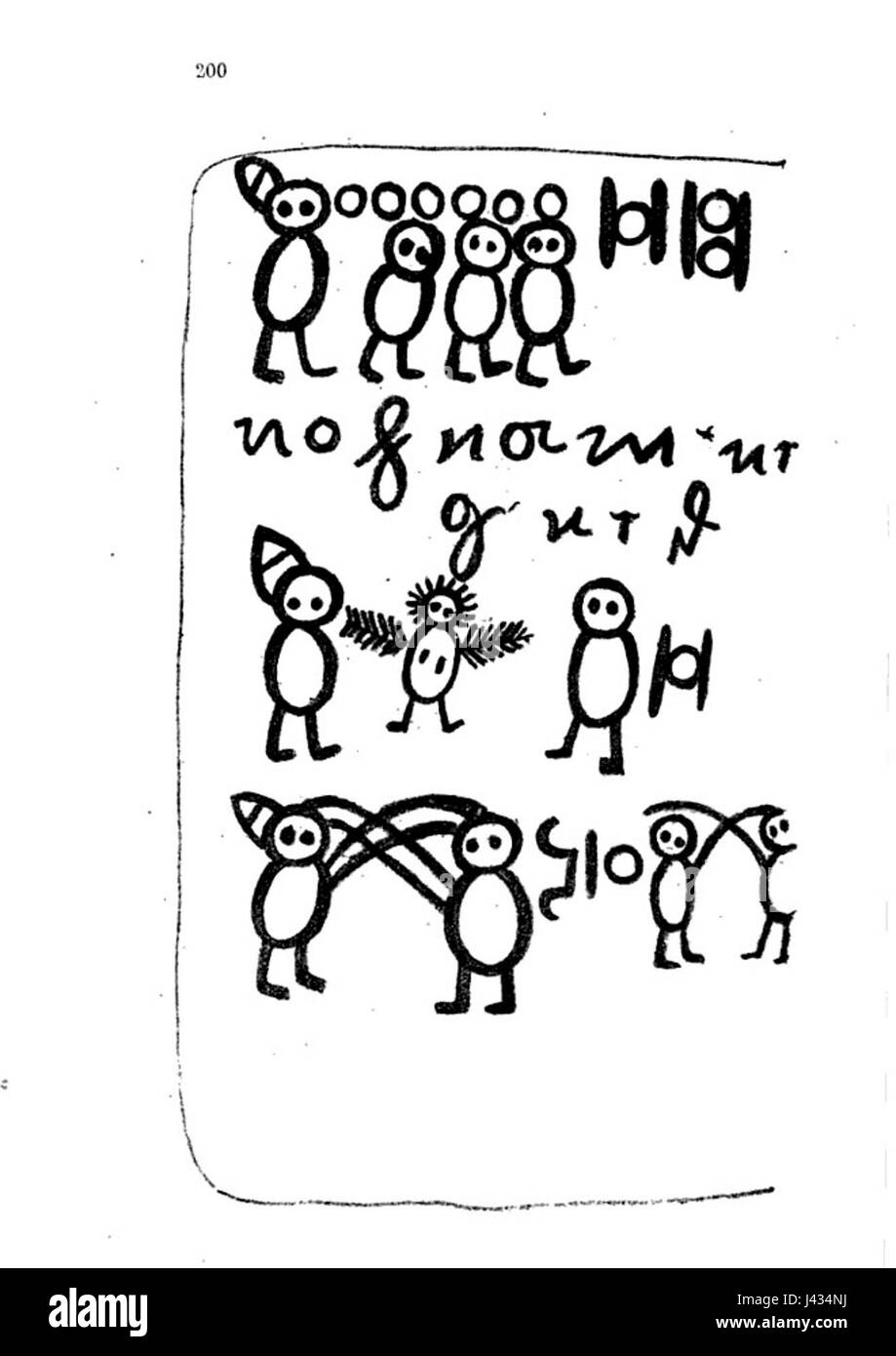 Livre des Sauvages ist ein historisches Werk aus dem 17. Jahrhundert, das Einblicke in die indigenen Kulturen und Völker bietet, die während der europäischen Erkundung angetroffen wurden. Die referenzierte Seite (p200) enthält eine Beschreibung dieser Communitys. Stockfoto
