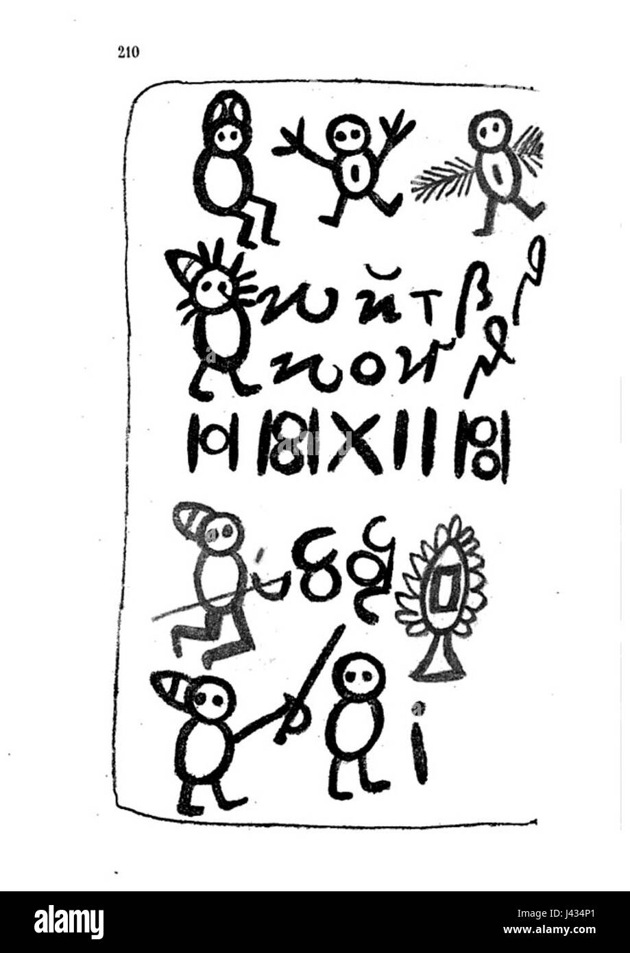 „Livre des Sauvages“ ist ein Text aus dem 17. Jahrhundert, der sich mit den Bräuchen und Kulturen indigener Völker in Nordamerika befasst. Seite 210 enthält eine wichtige Darstellung oder Beschreibung der indigenen Völker und ihrer Lebensweise, die zu frühen anthropologischen Studien beiträgt. Stockfoto