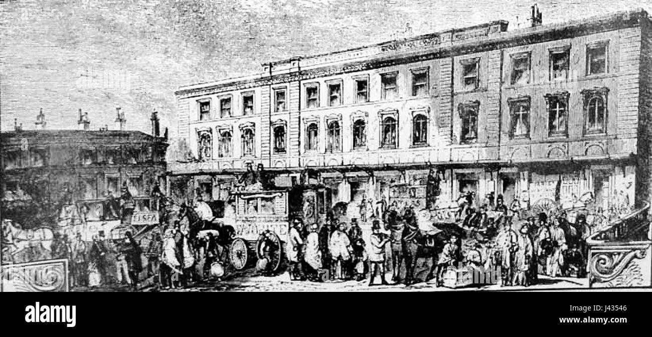 Dieser Titel bezieht sich wahrscheinlich auf eine Illustration, ein Foto oder ein historisches Dokument, das die London Bridge im Jahr 1853 darstellt. Sie könnte das architektonische Design der Brücke und ihre Rolle im London des 19. Jahrhunderts zeigen. Stockfoto