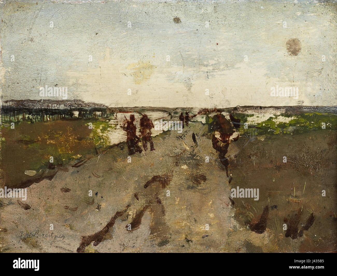 Das Gemälde „Landschap bij Waalsdorp met soldaten op manoeuvre“ ist ein Kunstwerk im Rijksmuseum, das Soldaten in einer Landschaft bei Waalsdorp darstellt. Das Stück fängt militärische Bewegungen in einer natürlichen Umgebung ein und bietet einen Einblick in das niederländische Militärleben des 17. Jahrhunderts. Stockfoto