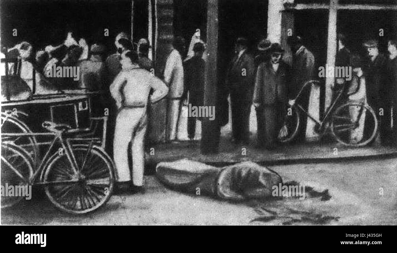 Die Ermordung von Symon Konovalets, einem ukrainischen politischen Führer und Militärkommandeur, war ein bedeutendes Ereignis in der Geschichte des ukrainischen Unabhängigkeitskampfes. Stockfoto