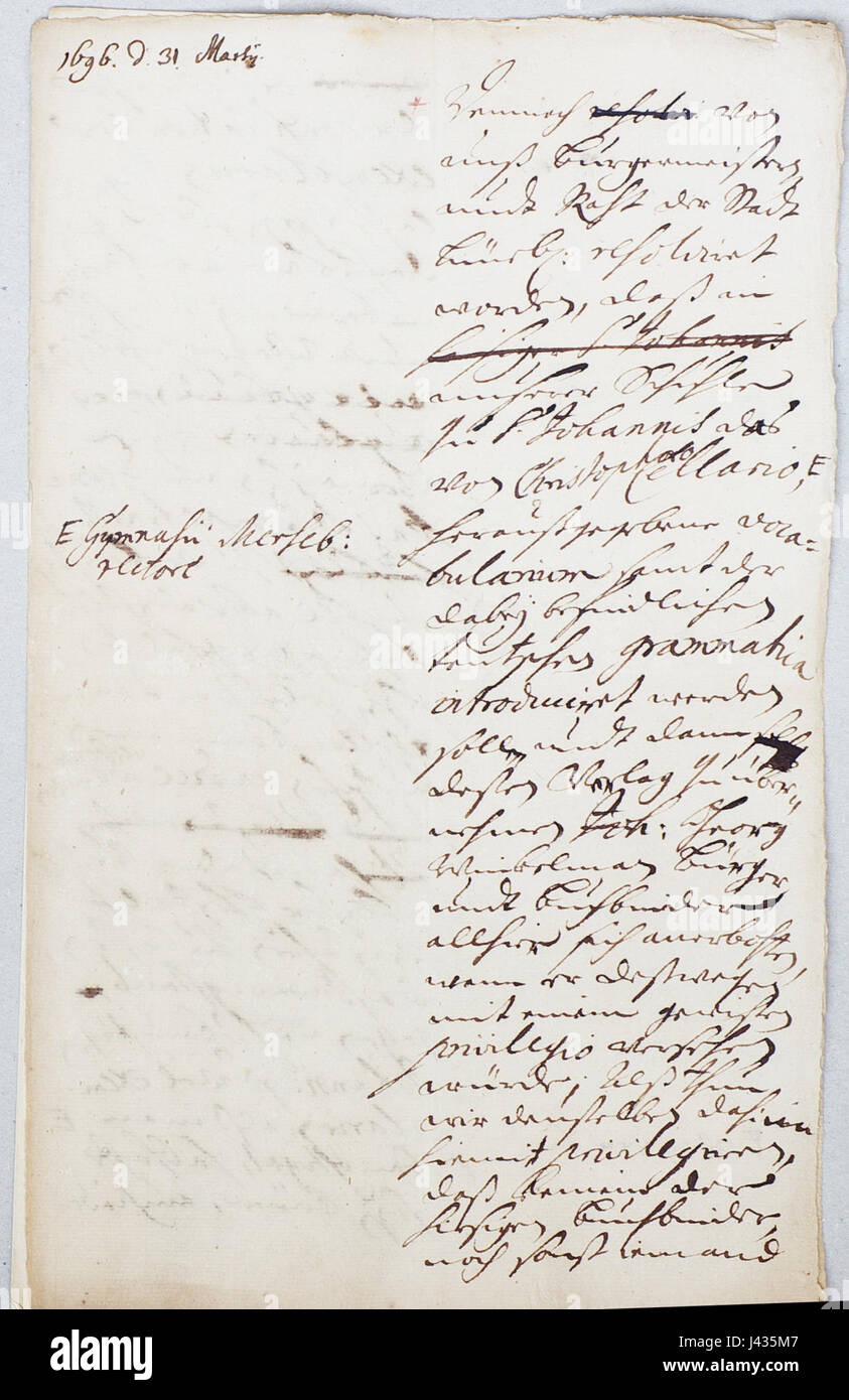 Dieses Bild zeigt eine Archivakte aus dem Stadtarchiv LÃ¼neburg in Deutschland. Das Dokument ist Teil der historischen Aufzeichnungen der Stadt und stellt ein Stück der lokalen Geschichte von LÃ¼neburg dar und erfasst wichtige Ereignisse, lokale Regierungsführung und Aktivitäten der Gemeinde aus einer vergangenen Ära. Stockfoto