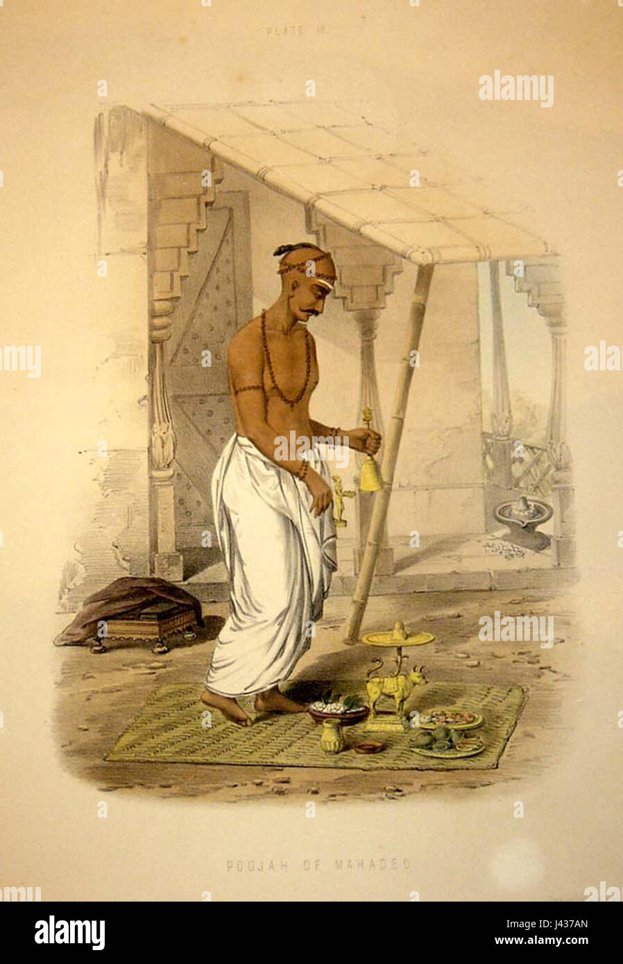 Mahadeo bezieht sich auf den hinduistischen Gott Shiva, eine der Hauptgottheiten im Hinduismus, der oft als Zerstörer und Transformator innerhalb der dreiheit der Götter dargestellt wird. Mahadeo wird für seine Macht, Weisheit und kosmische Rolle verehrt. Darstellungen von Mahadeo zeigen oft seine asketische Natur, seine Rolle als Meditator und seine tiefe Verbindung zu Zerstörung und Schöpfung innerhalb des Universums. Stockfoto