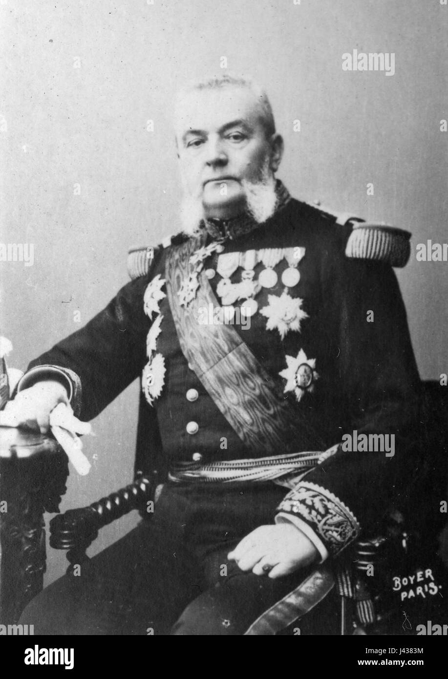 Admiral Armand Besnard war ein französischer Marineoffizier im 19. Jahrhundert. Er diente in der französischen Marine und spielte eine wichtige Rolle bei verschiedenen Marineeinsätzen und militärischen Operationen, was zur maritimen Geschichte Frankreichs beitrug. Stockfoto