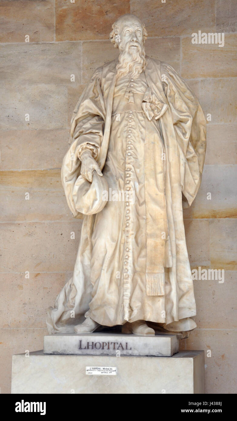 Die „Galerie de Pierre Basse“ bezieht sich auf eine niedrige Steingalerie, wahrscheinlich ein historisches oder architektonisches Merkmal. Der Begriff „Lhopital“ bezieht sich auf eine französische Verbindung oder einen bestimmten Architekten oder Ort, der mit der Galerie verbunden ist. Stockfoto