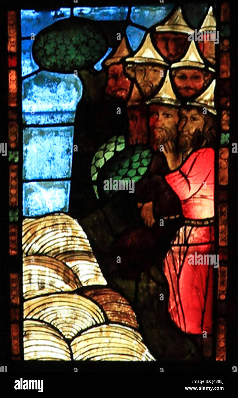 Marienkirche Frankfurt ein der Oder Glasfenster Detail Stockfoto