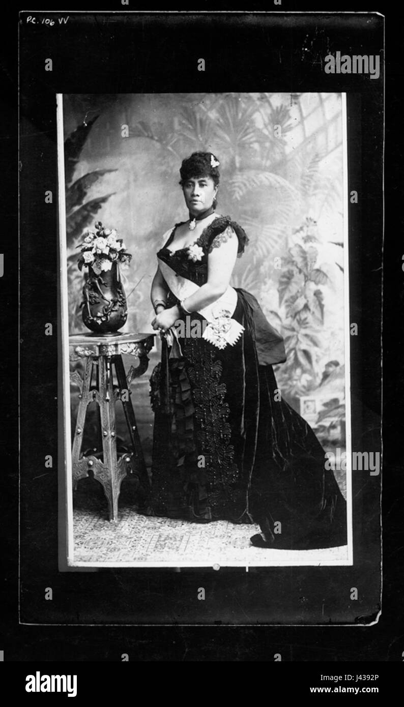 Liliuokalani, der letzte Monarch von Hawaii, besuchte London im späten 19. Jahrhundert. Dieser Besuch war Teil ihrer diplomatischen Bemühungen, internationale Unterstützung für die Souveränität Hawaiis während ihrer Regierungszeit zu gewinnen. Stockfoto