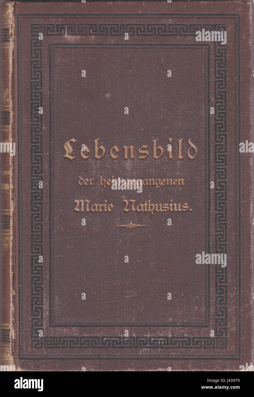 Lebensbild der heimgegangenen Marie Nathusius ist ein deutsches Buch über das Leben und das Vermächtnis von Marie Nathusius. Das Cover der bookâ repräsentiert die Themen Erinnerung und Reflexion über ihr Leben und ihre Wirkung. Stockfoto