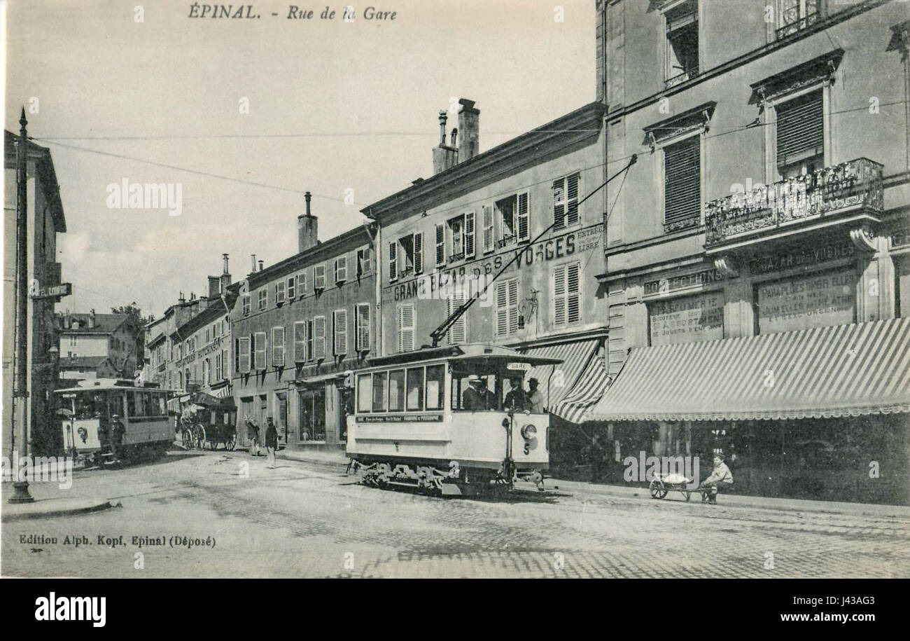 Kopf EPINAL Rue De La Gare Stockfoto