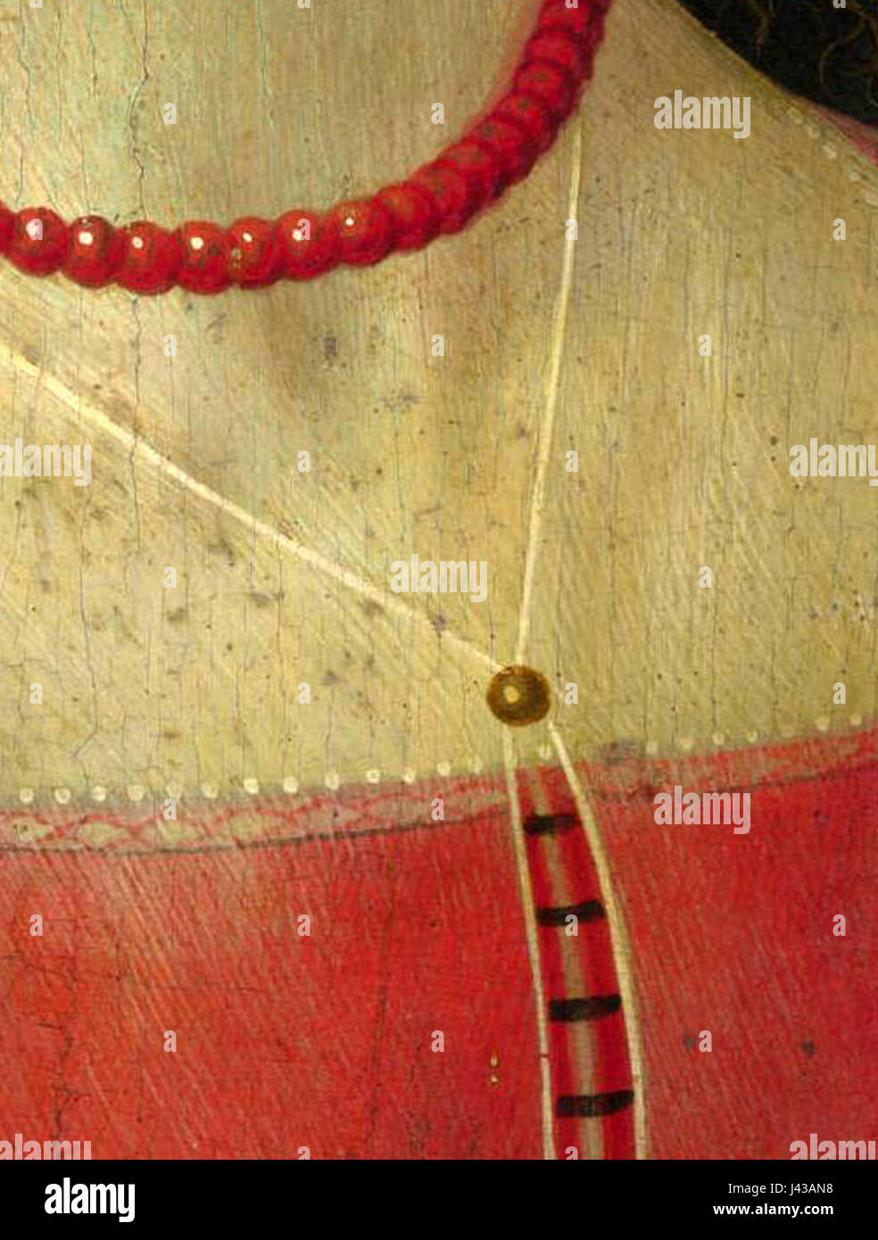 Mainardi und Ghirlandaio waren italienische Renaissance-Künstler, die für ihre detaillierten religiösen Werke bekannt sind. Das abgeschnittene Stück bezieht sich auf ein Fragment eines ihrer renommierten Kunstwerke. Stockfoto