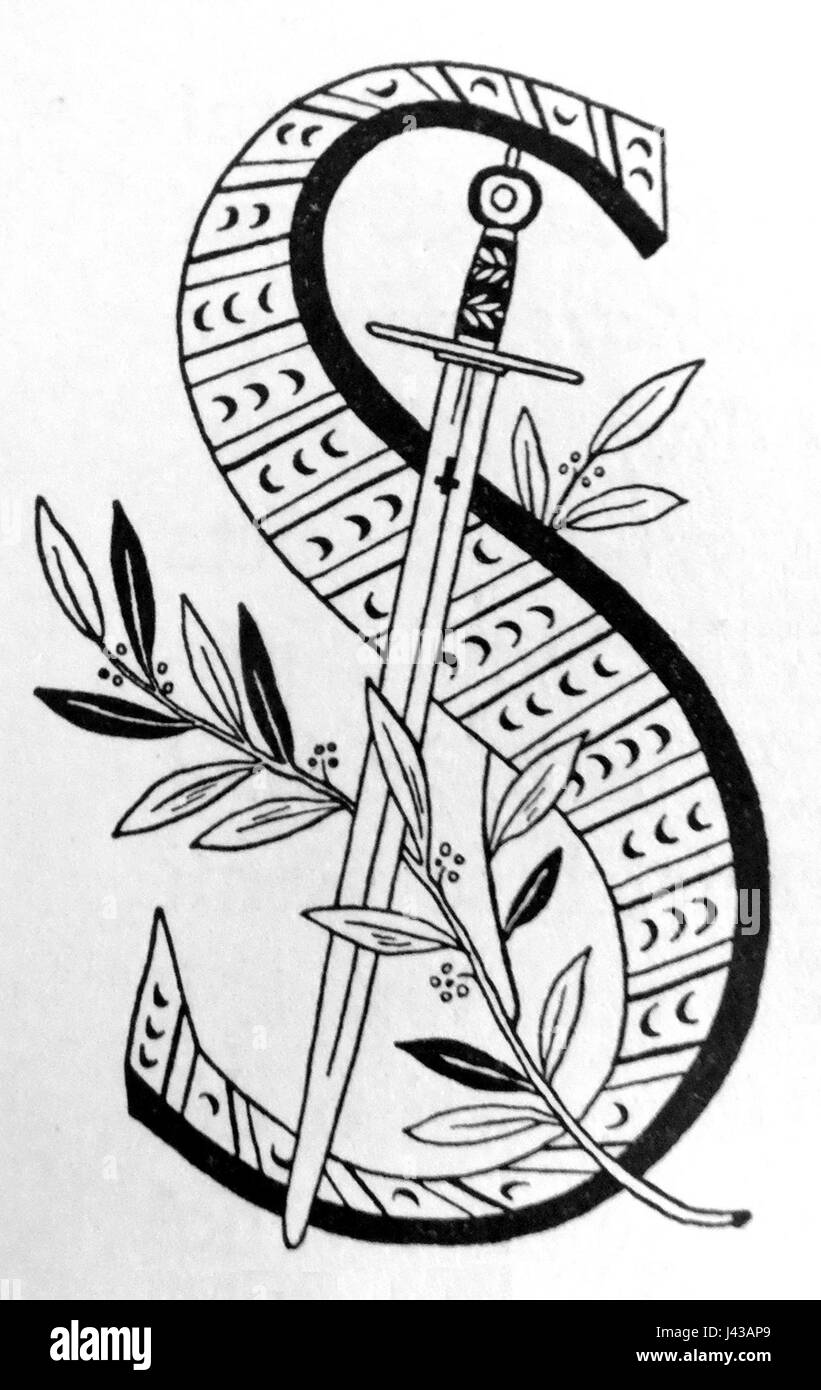 Buchstabe S dekoriert Stockfoto