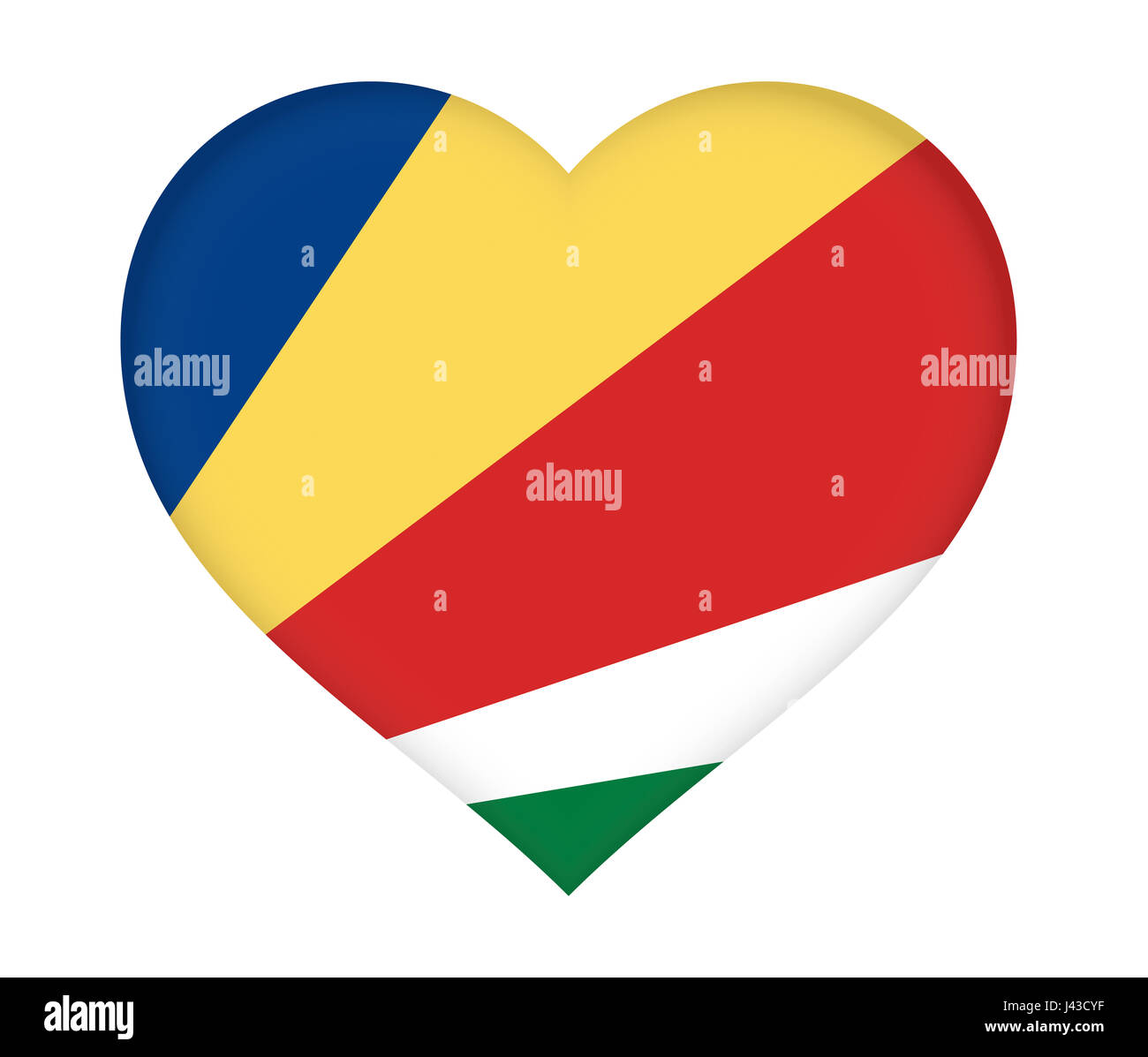 Abbildung der Flagge der Seychellen, die wie ein Herz geformt. Stockfoto