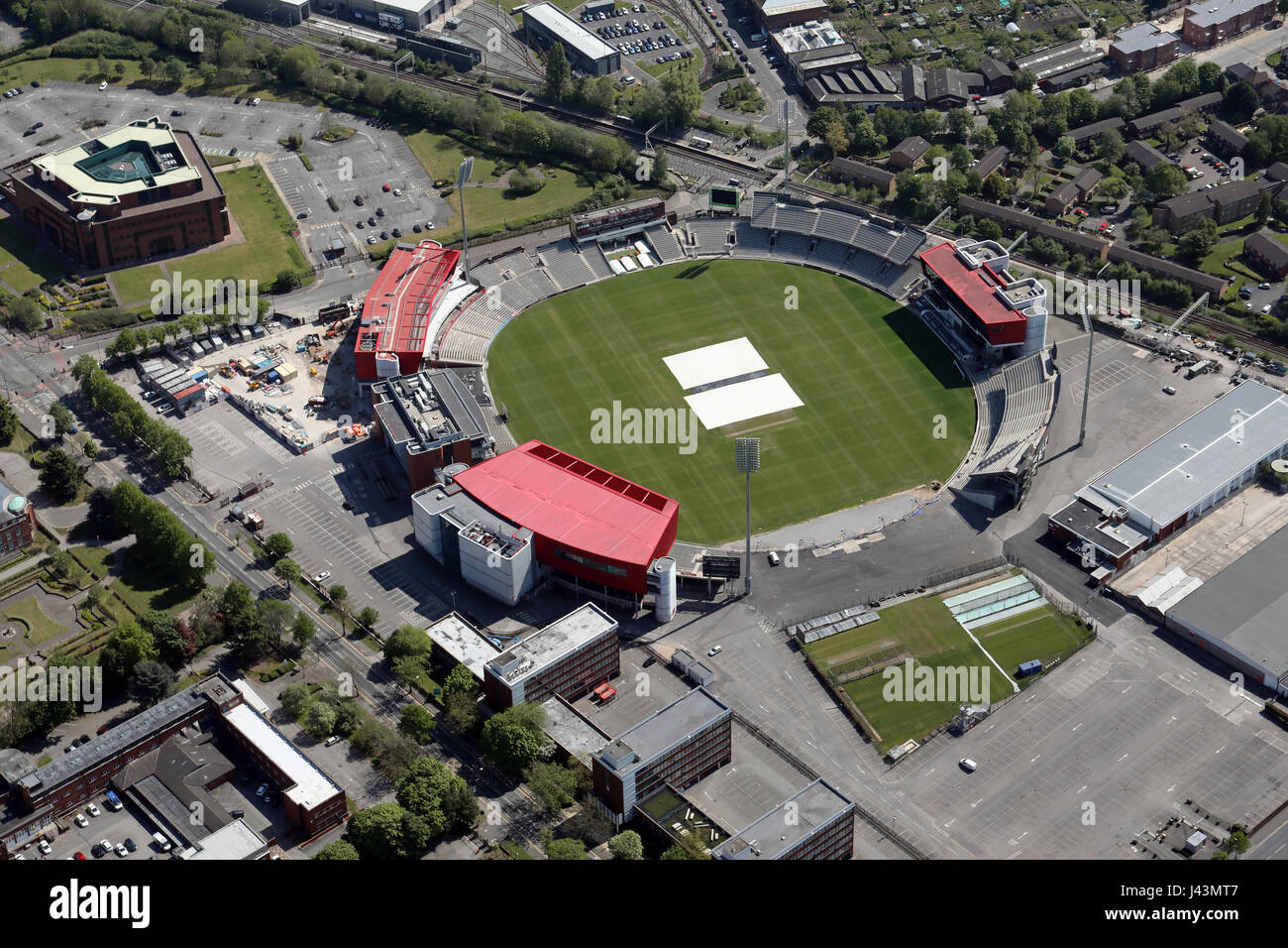 Luftaufnahme des Old Trafford Cricket ground, Manchester, UK Stockfoto