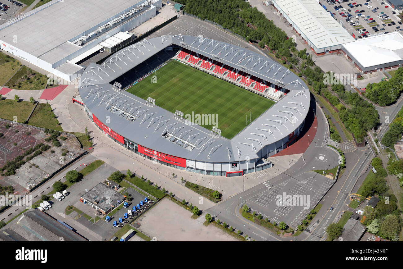 Luftaufnahme von St Helens Rugby League Boden, UK Stockfoto