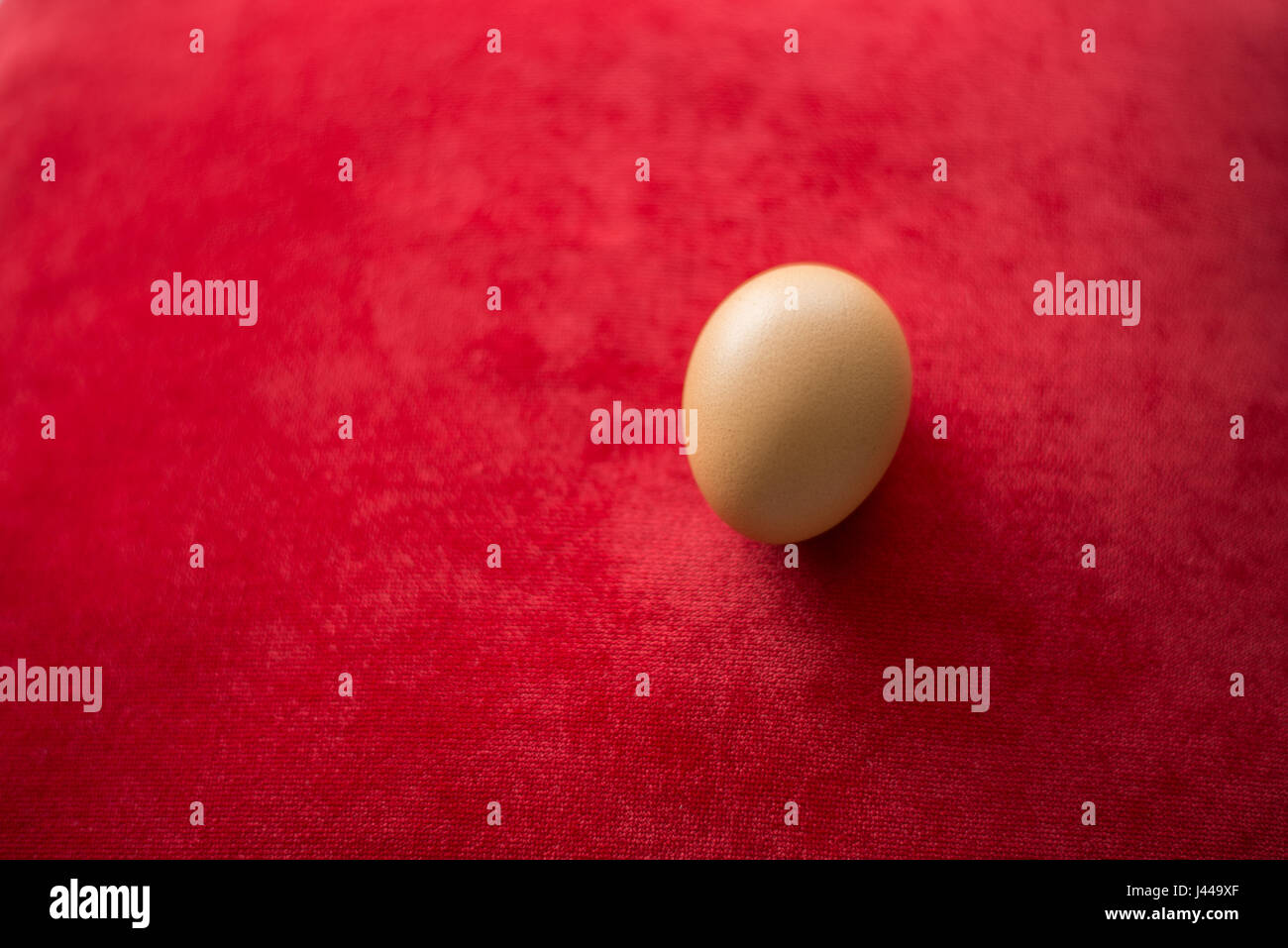 Ei auf roten Teppich Hintergrund Stockfoto