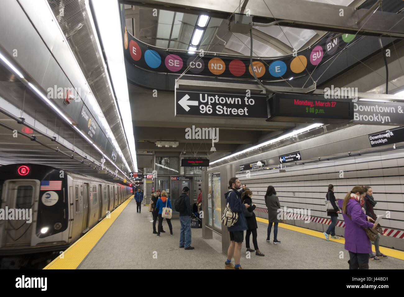 Neue 72nd Street 2nd Avenue Q Bahnhof auf der Upper East Side von Manhattan. Stockfoto