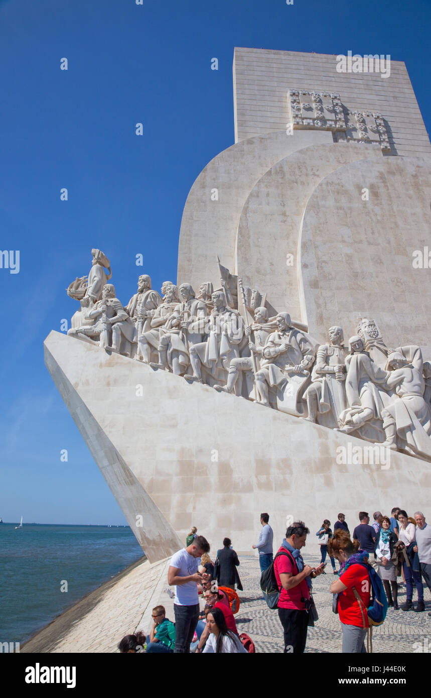 Portugal, Estredmadura, Lissabon, Belem, Denkmal der Entdeckungen Baujahr 1960 zum 500. Todestag von Heinrich Gedenken an die Naviga Stockfoto