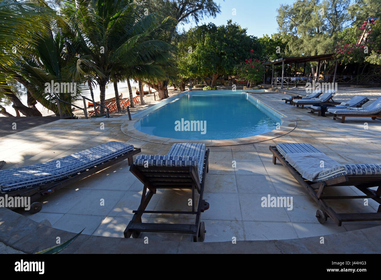 Der Pool im Bamboo Club in Ifaty Madagaskar Stockfoto