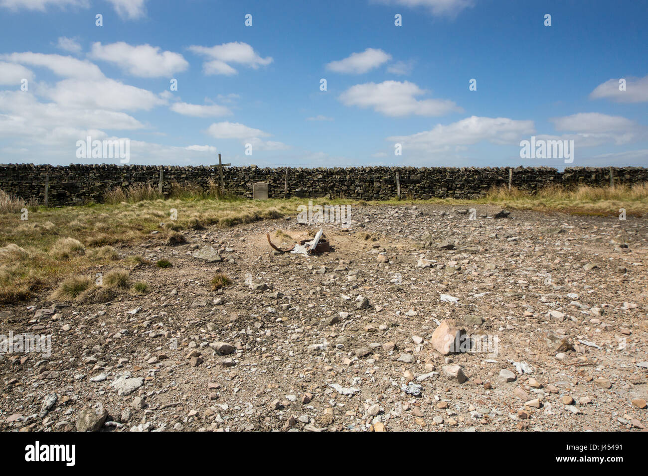Seite der B-24J 42-100322 Flugzeuge die stürzte auf Burn fiel, Wald von Bowland auf die 01.02.1945 4 Mitglieder des 19 Crew zu töten. Stockfoto