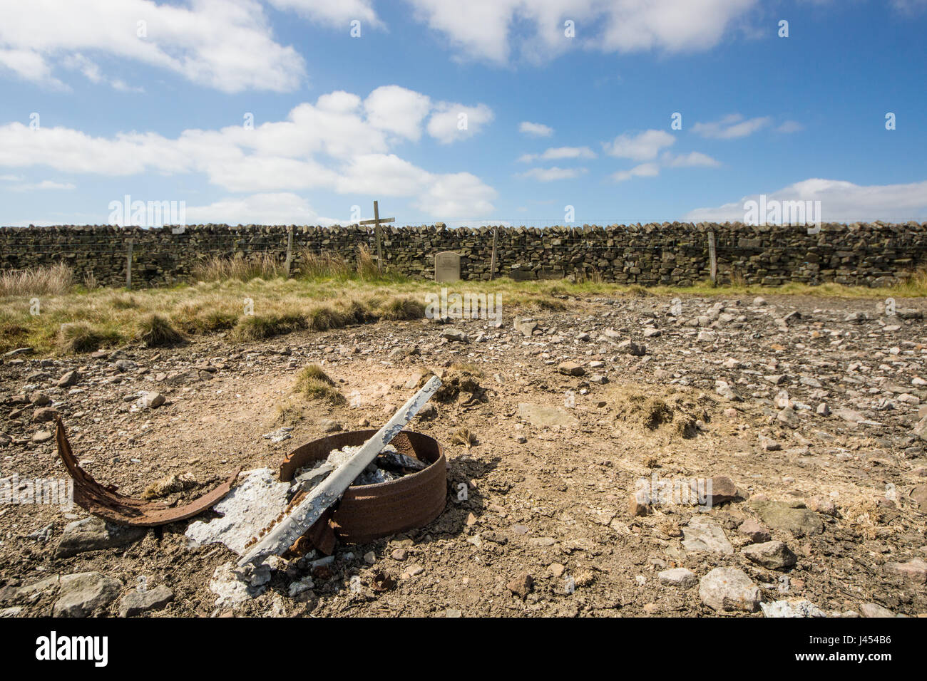 Seite der B-24J 42-100322 Flugzeuge die stürzte auf Burn fiel, Wald von Bowland auf die 01.02.1945 4 Mitglieder des 19 Crew zu töten. Stockfoto