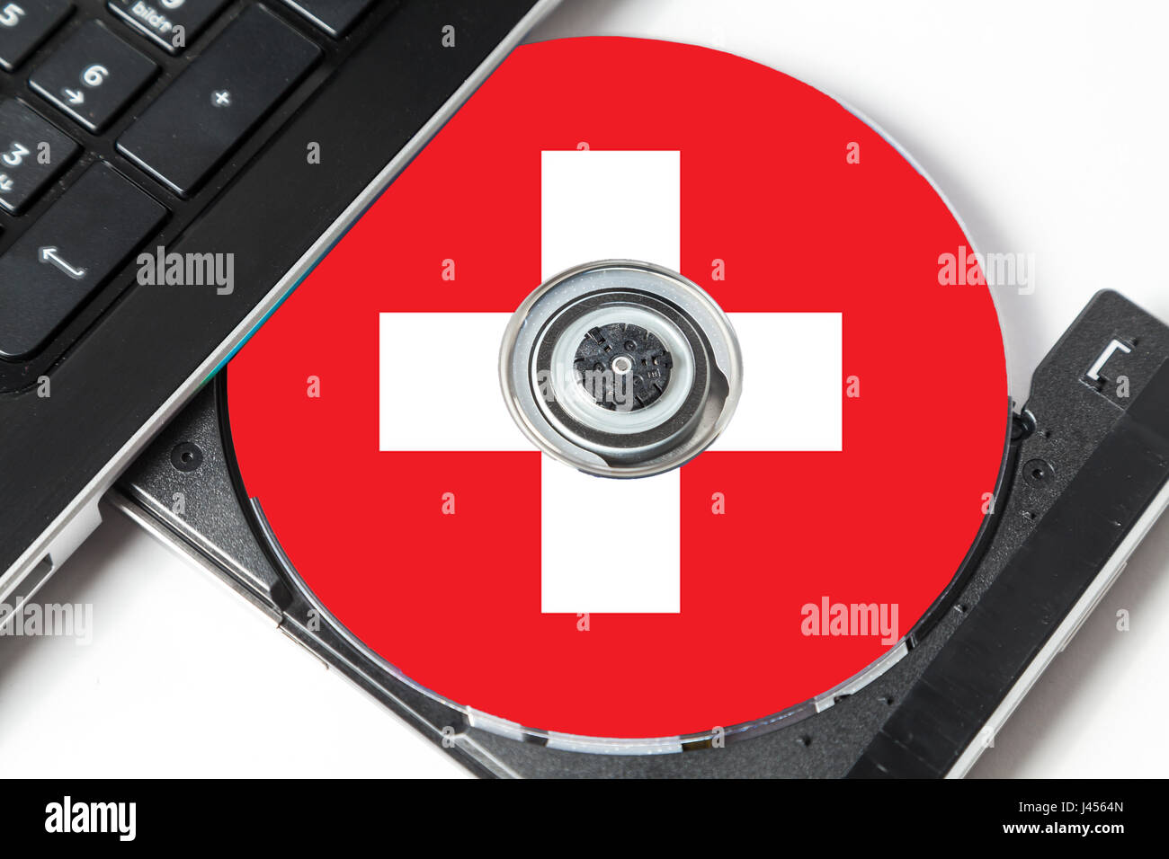 Daten-cd mit Schweizer Flagge Stockfoto