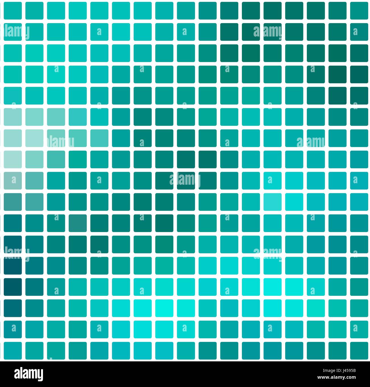 Türkis grün Vektor abstrakt abgerundete Ecken Fliesen Mosaik über quadratischen weißen Hintergrund Stock Vektor