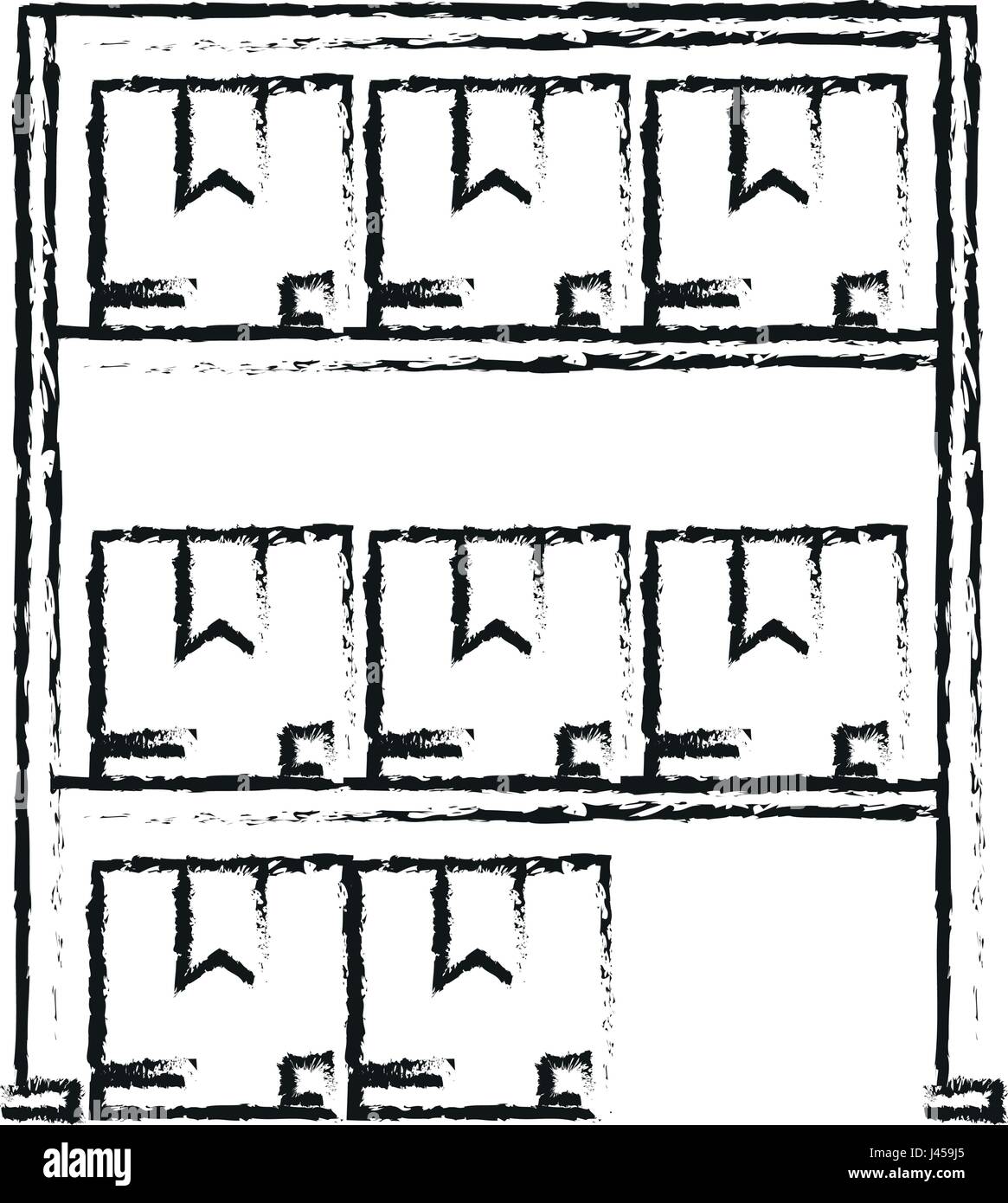 verschwommene Silhouette Cartoon Regal mit versiegelten Verpackung Stock Vektor
