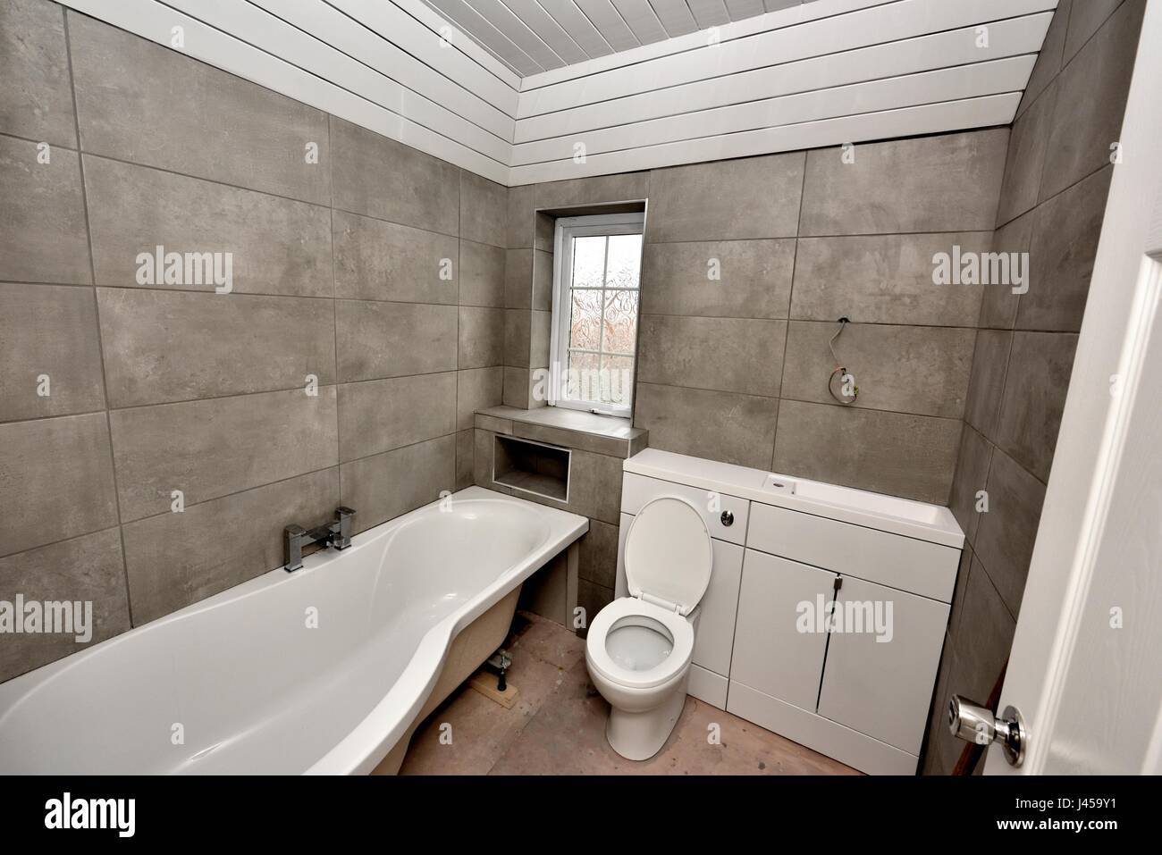 Badezimmer Renovierung während Bilder Stockfoto