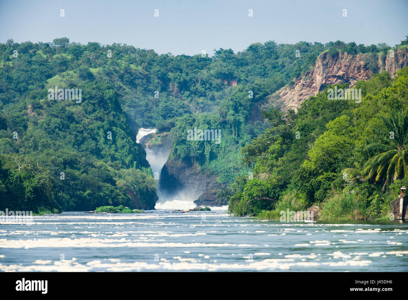 Murchison Falls und die Victoria Nil fließt über es, Uganda Stockfoto