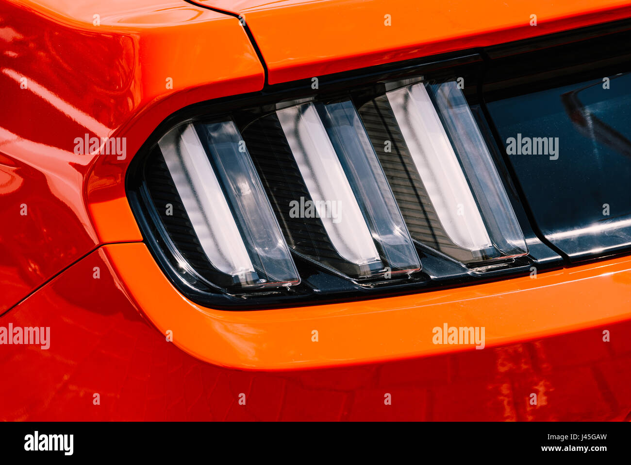 Rotes Auto Stop Licht Rückansicht Stockfoto