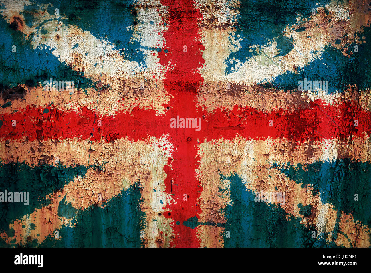 England Flagge auf rostigen Metall Hintergrund gemalt Stockfoto