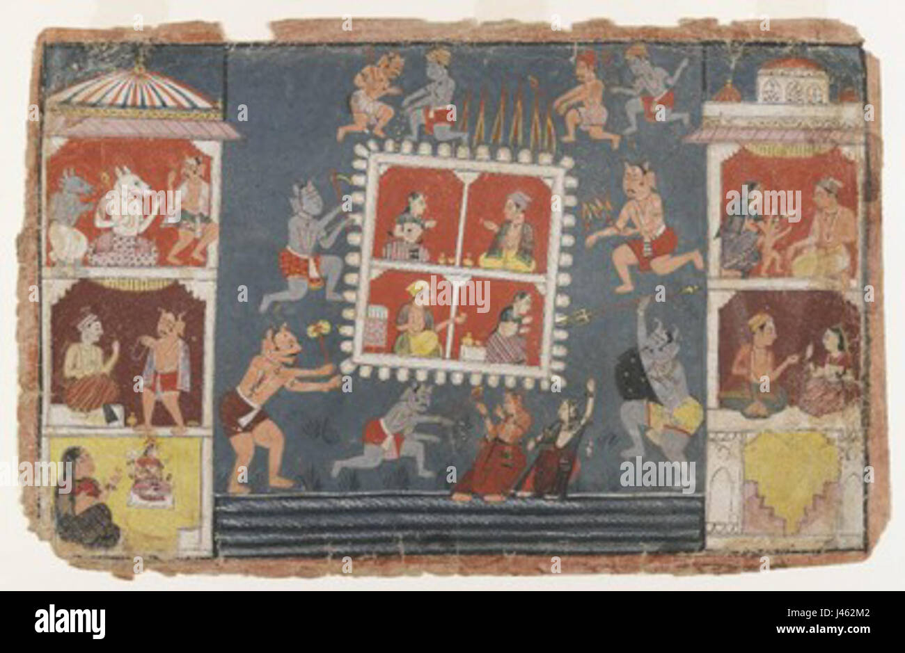 Seite aus einer illustrierten Handschrift der Bhagavata Purana Stockfoto