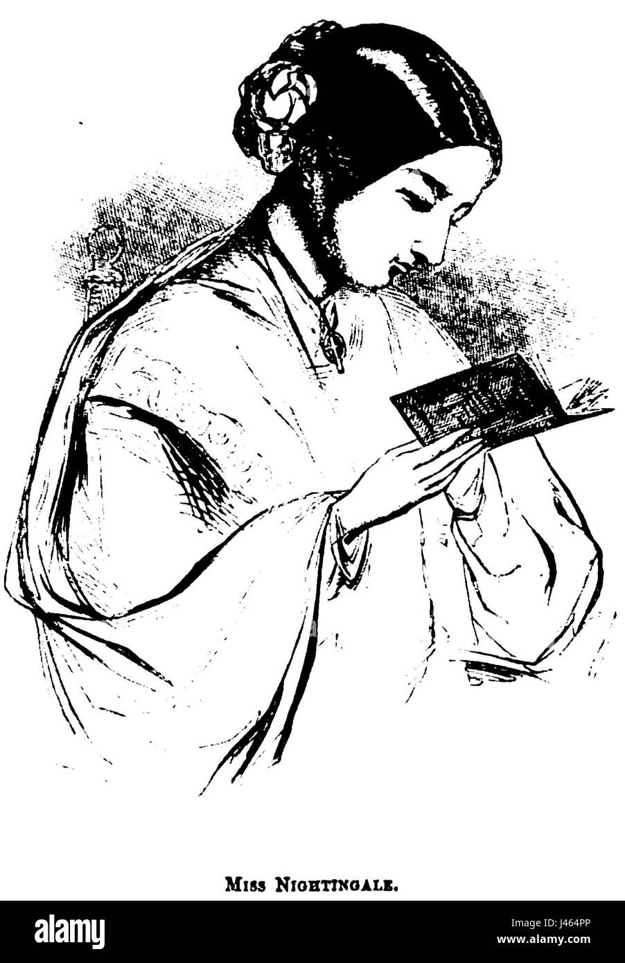 Eine Illustration aus der „Bildergeschichte des Russischen Krieges“ von George Dodd, die sich auf Miss Nightingale und ihre Beiträge während des Russischen Krieges 1854-1856 konzentriert und ihre Rolle in der Krankenpflege- und Militärgeschichte hervorhebt. Stockfoto