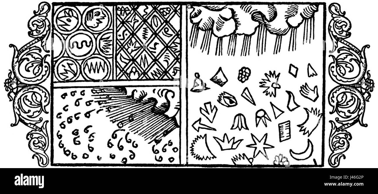 Olaus Magnus, ein Gelehrter aus dem 16. Jahrhundert, beschäftigt sich mit den verschiedenen Formen und Eigenschaften des Schnees und untersucht seine wissenschaftlichen und natürlichen Eigenschaften in seinen Arbeiten. Stockfoto