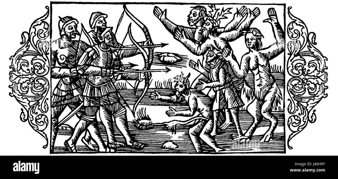 Olaus Magnus auf Kampf mit Sirenen des Holzes Stockfoto