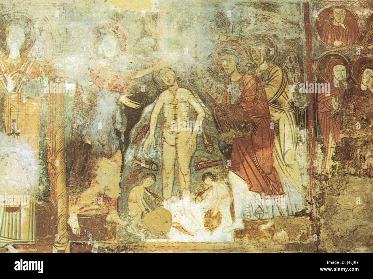 Olevano Sul Tusciano, Grotta di San Michele, Battesimo di Cristo, Affresco IX Secolo Stockfoto