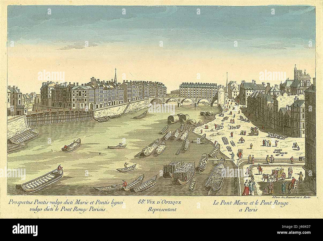 Paris Le Pont Marie et le Pont Rouge c1760 Stockfoto