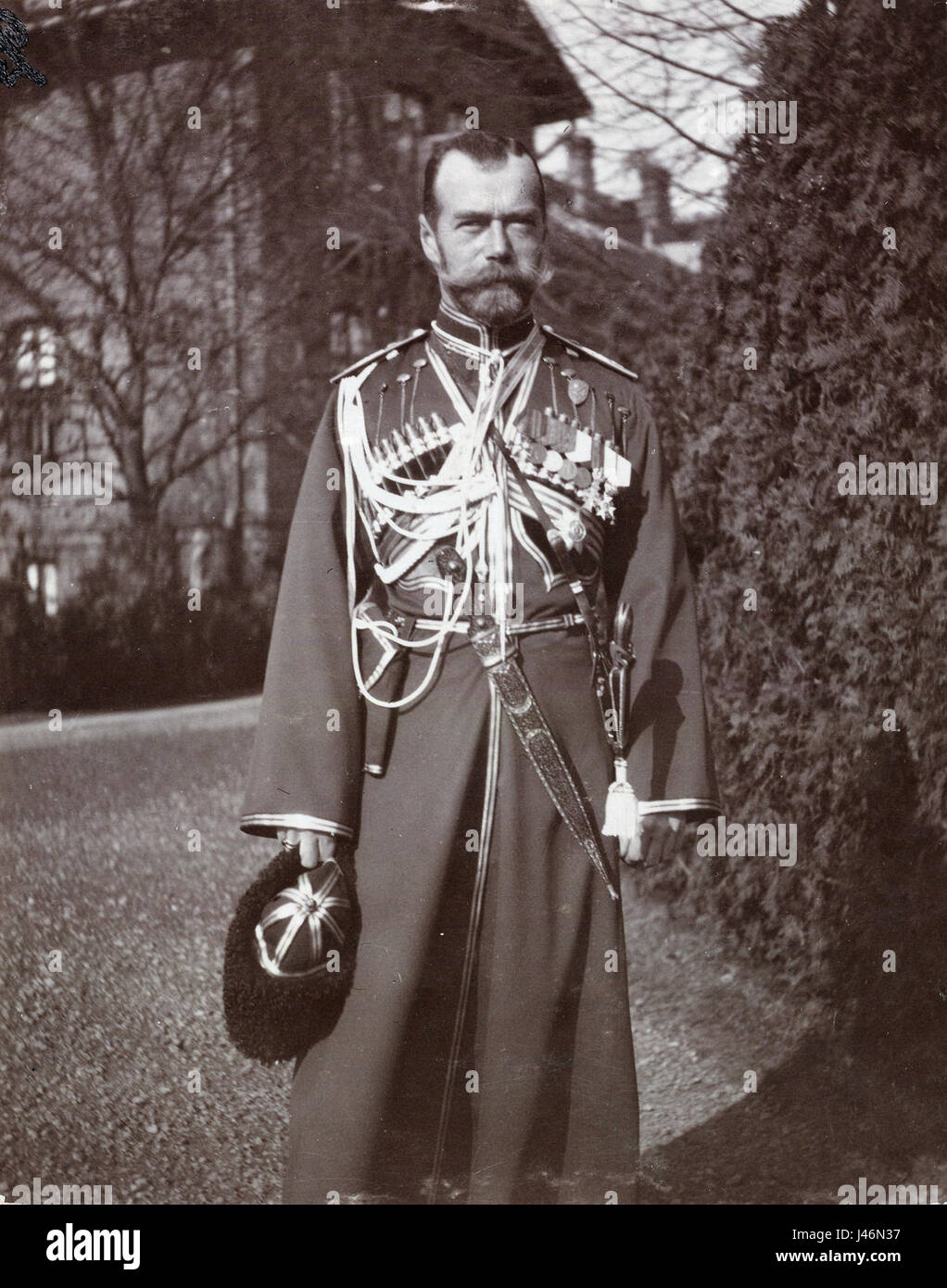 Nikolaus II. In Spala bezieht sich wahrscheinlich auf ein Ereignis oder Bild von Zar Nikolaus II. Von Russland, der Spala, eine Stadt in Polen, besucht. Dies würde sich auf seine Herrschaft und die Interaktion mit anderen Nationen während seiner Herrschaft beziehen. Stockfoto