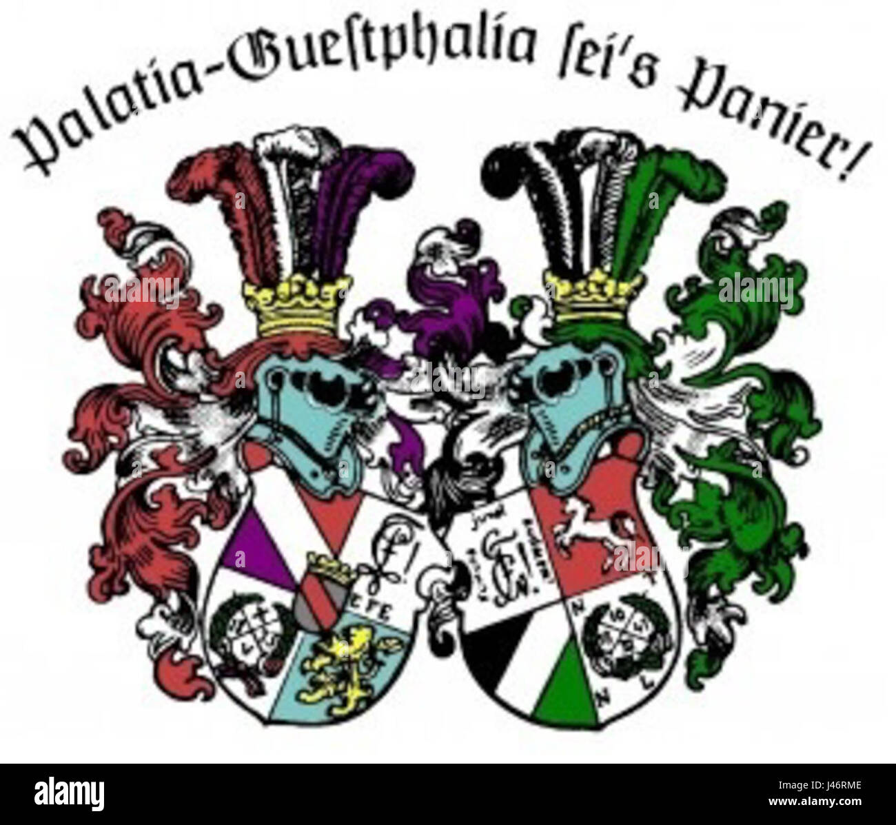 Palatia Guestphalia 01 bezieht sich auf ein bedeutendes historisches Gebäude oder eine Einrichtung in der Region Palatia, oft verbunden mit Gastfreundschaft und Unterkunft. Die Stätte ist Teil des kulturellen Erbes der Region. Stockfoto