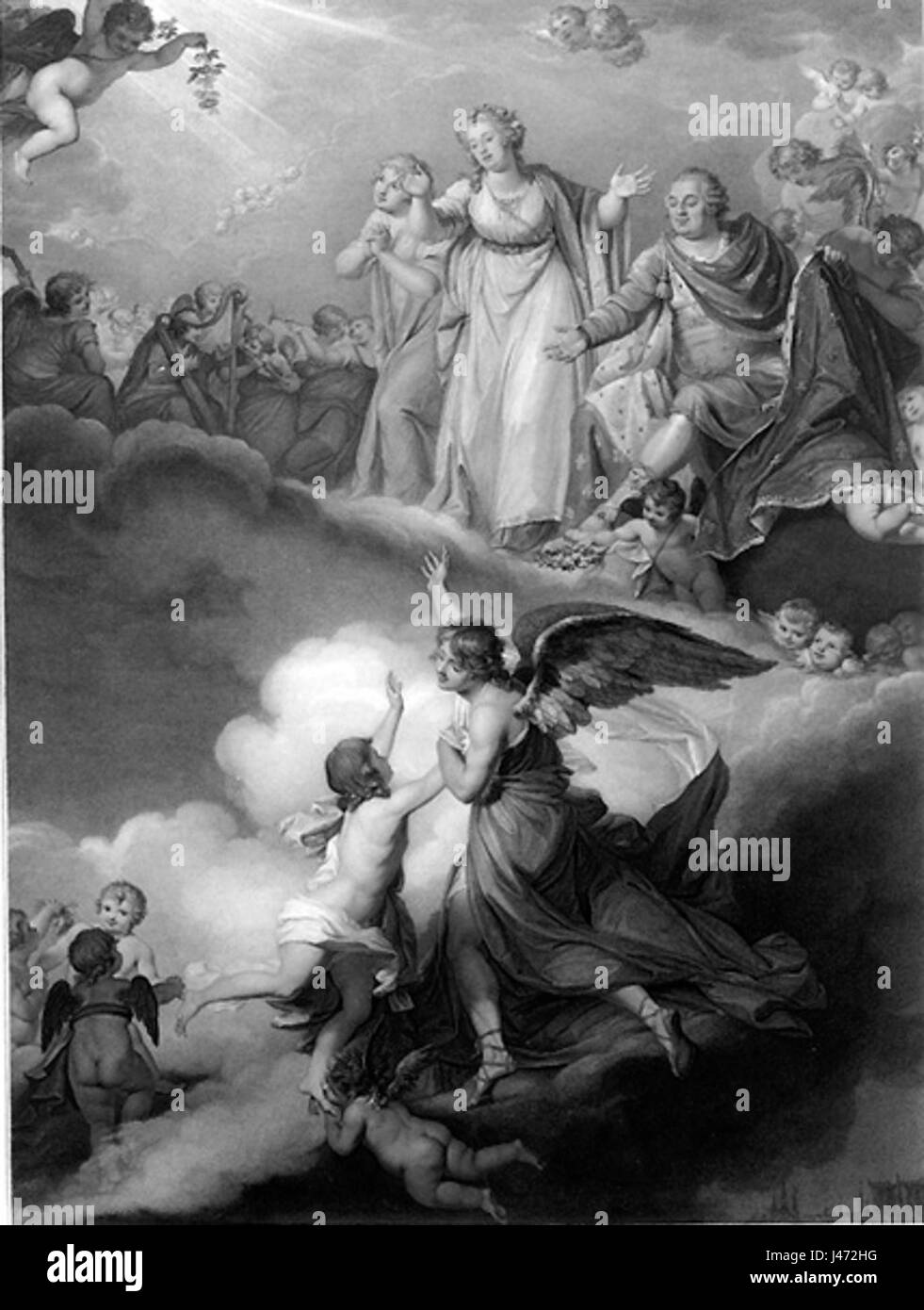 Mort du Dauphin (Tod des Dauphin) ist ein historisches Ereignis, das sich auf den Tod des französischen Thronfolgers Dauphin während des 18. Jahrhunderts bezieht, das bedeutende Auswirkungen auf die französische Monarchie hatte. Stockfoto