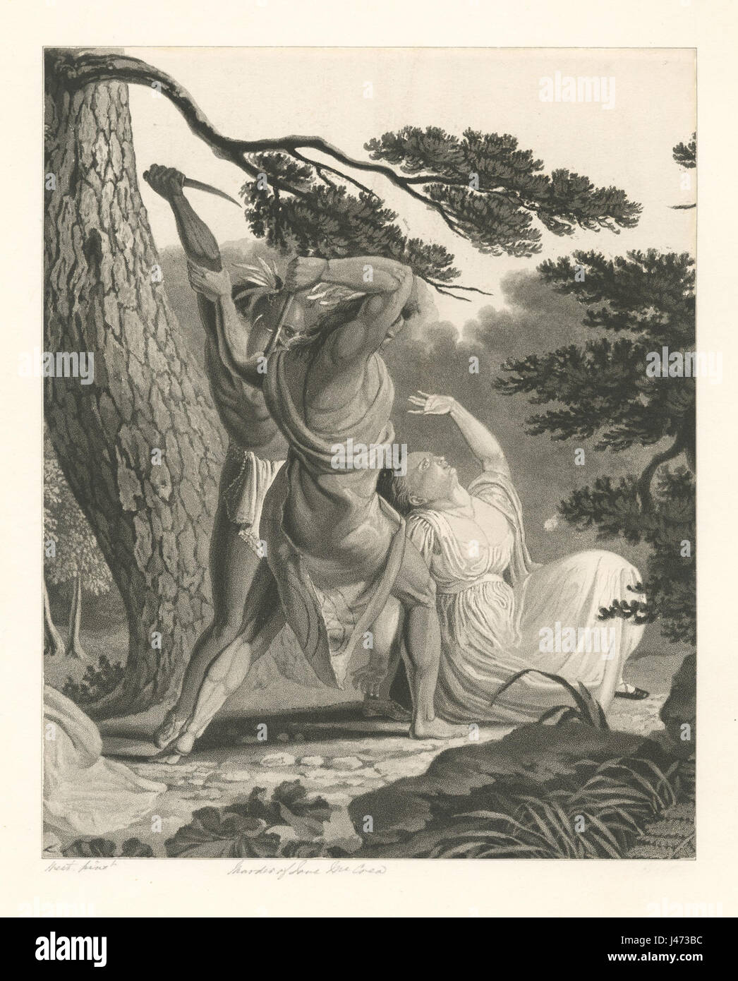 Der Mord an Jane McCrea 1777 wurde zu einem bedeutenden Ereignis während des Amerikanischen Unabhängigkeitskrieges. Er hob die brutalen Realitäten des Konflikts hervor und spielte eine Rolle bei der Gestaltung der öffentlichen Meinung der britischen Streitkräfte. Stockfoto