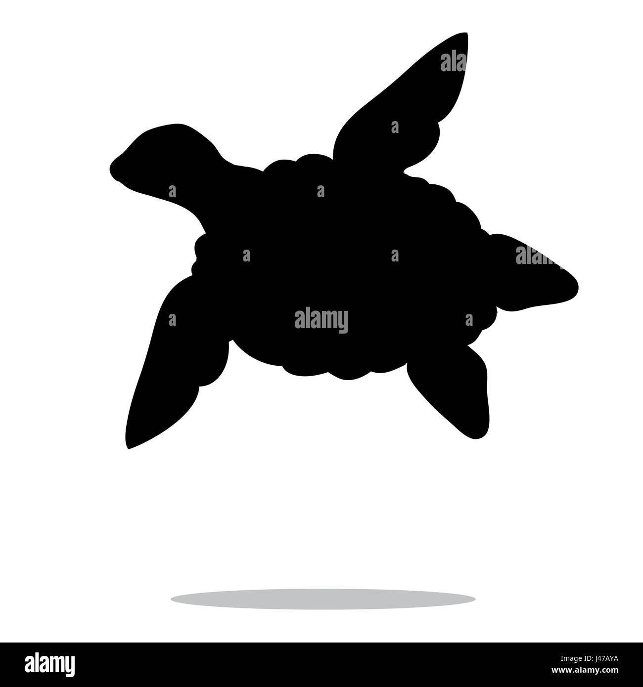 Sea Turtle Reptil schwarze Silhouette Tier Stock Vektor