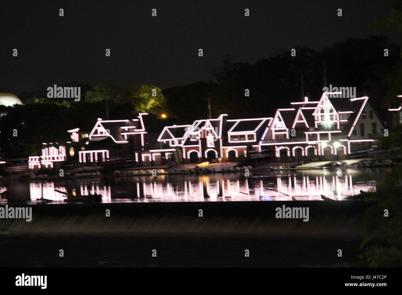 Boathouse Row in Philadelphia Stockfoto